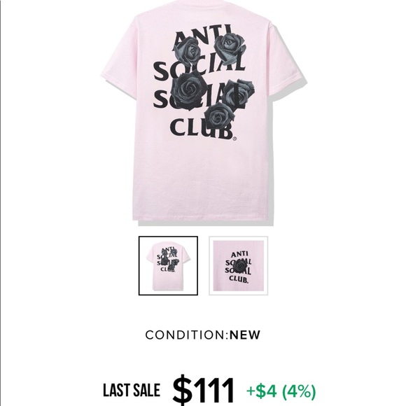 Authentic Anti Social Club Bat Emoji Tee pink - Picture 4 of 4